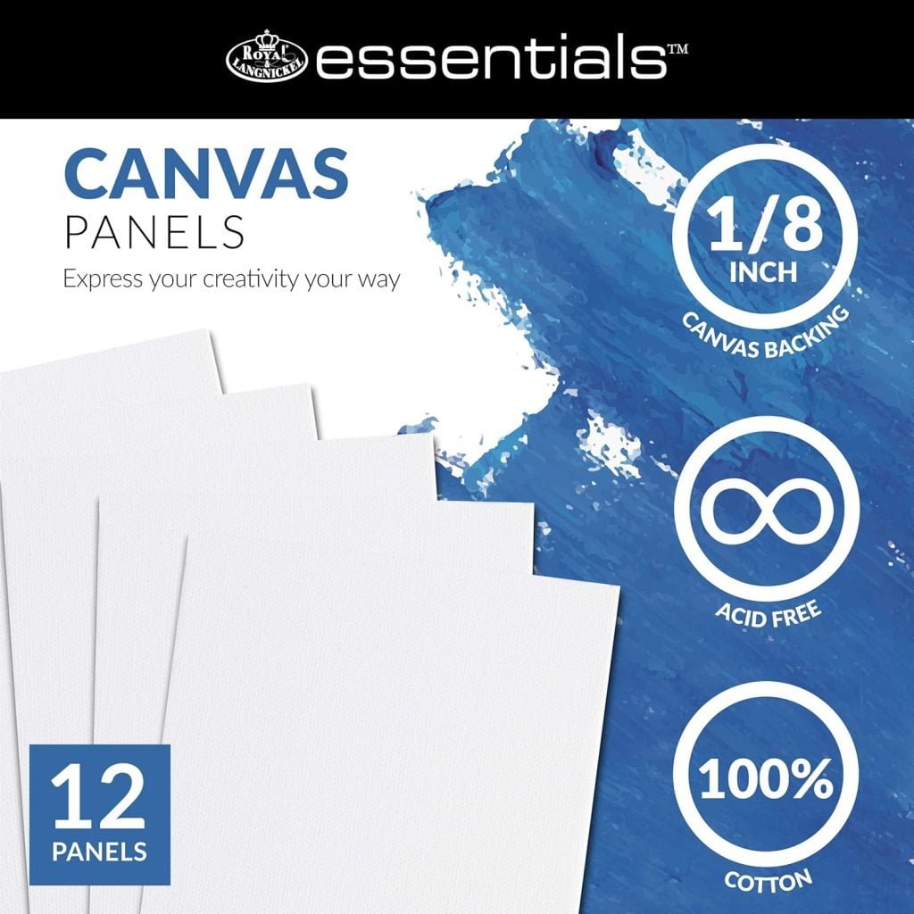 Royal Langnickel Essentials 16x20 Triple Gessoed Canvas Panel Value Pack, for Oil and Acrylic Painting, 6 Pack