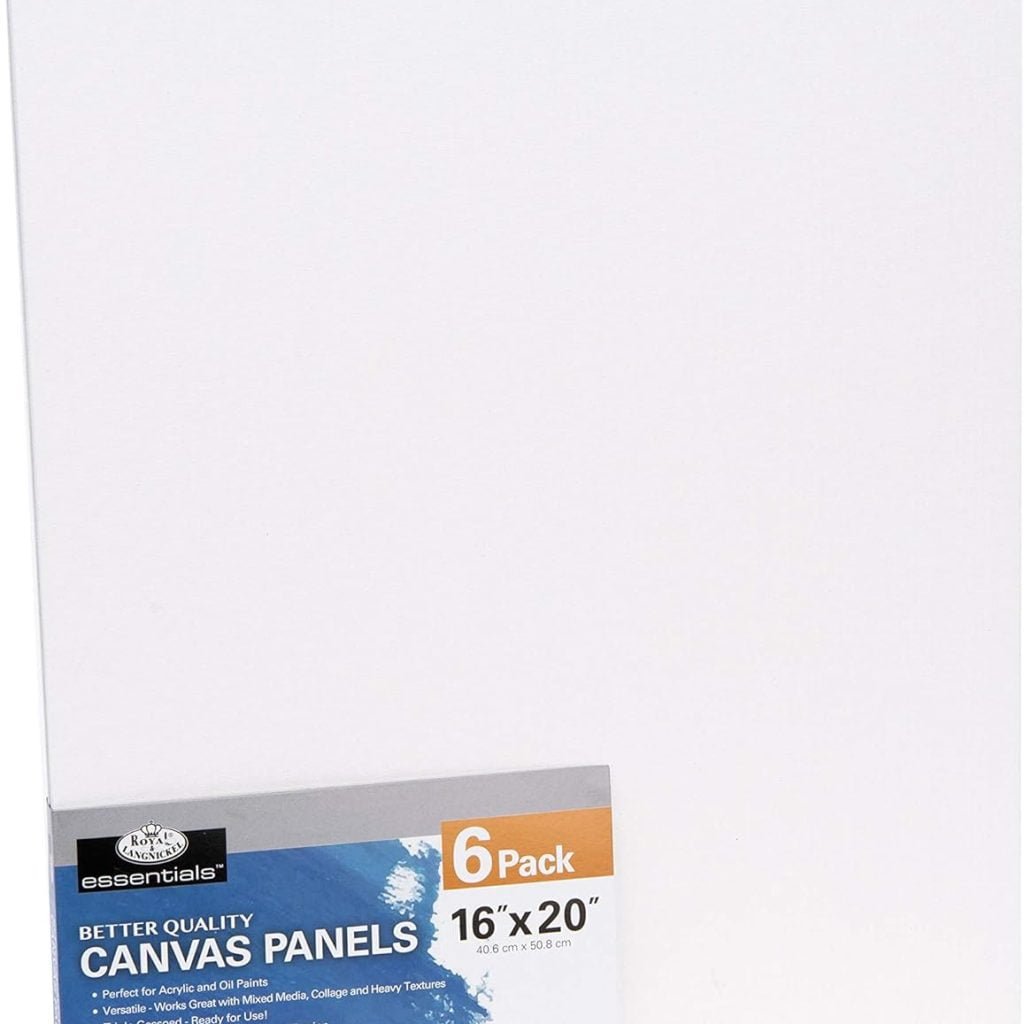 Royal Langnickel Essentials 16x20 Triple Gessoed Canvas Panel Value Pack, for Oil and Acrylic Painting, 6 Pack